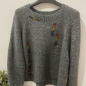 Honey Punch Rainbow Beaded Sweater